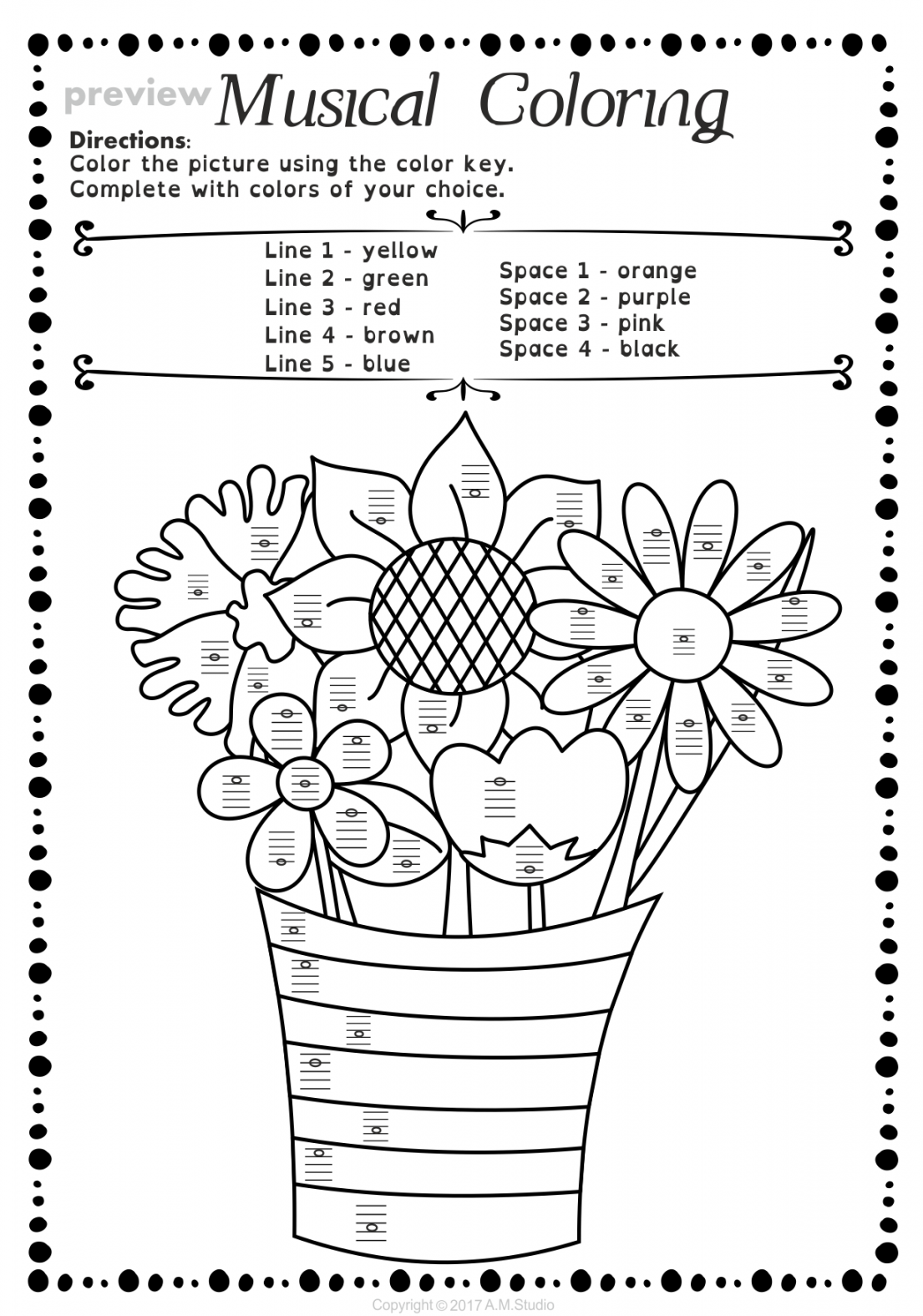 Lines and Spaces Music Worksheets for Spring  Print and Digital