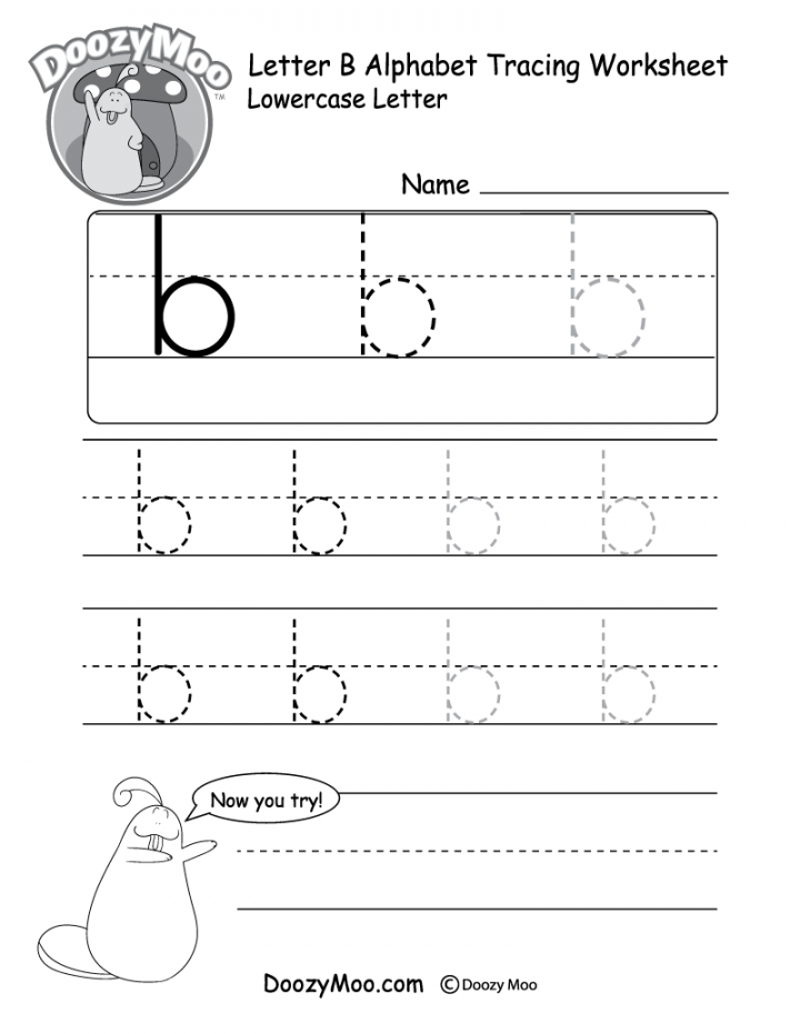 Lowercase Letter "b" Tracing Worksheet - Doozy Moo