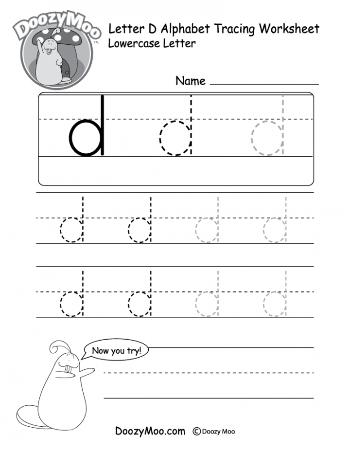 Lowercase Letter "d" Tracing Worksheet - Doozy Moo