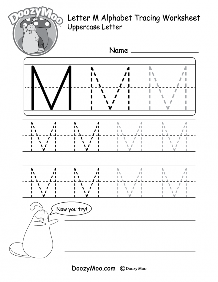 Lowercase Letter "m" Tracing Worksheet - Doozy Moo