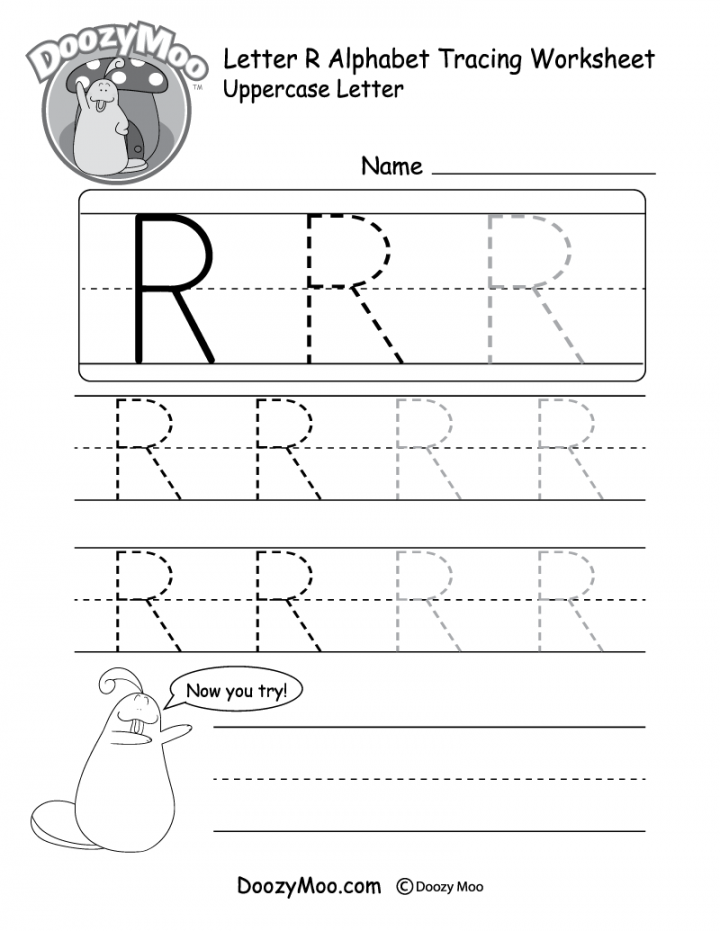 Lowercase Letter "r" Tracing Worksheet - Doozy Moo