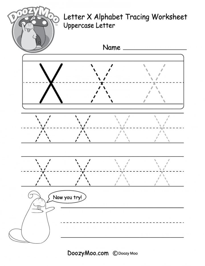 Lowercase Letter "x" Tracing Worksheet - Doozy Moo