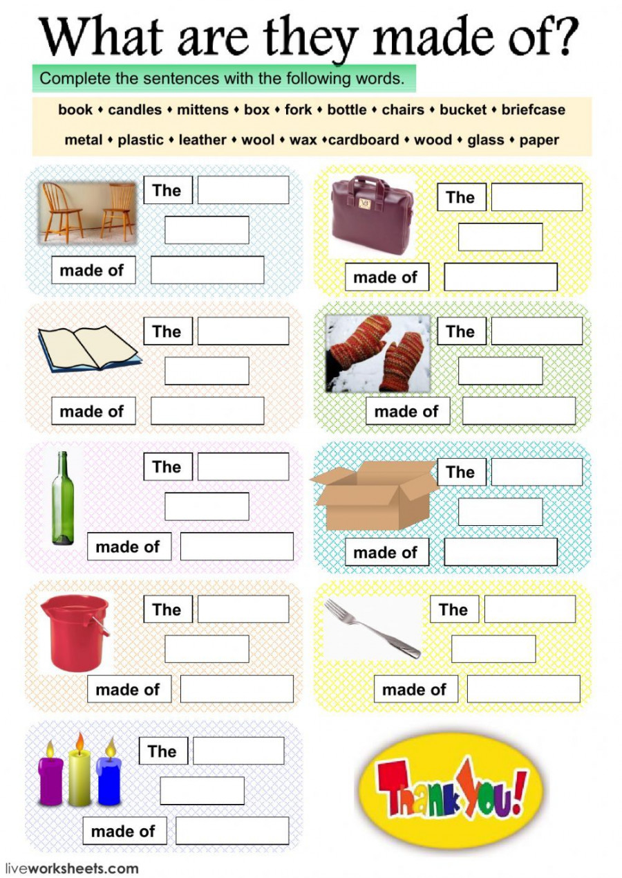 Materials interactive and downloadable worksheet