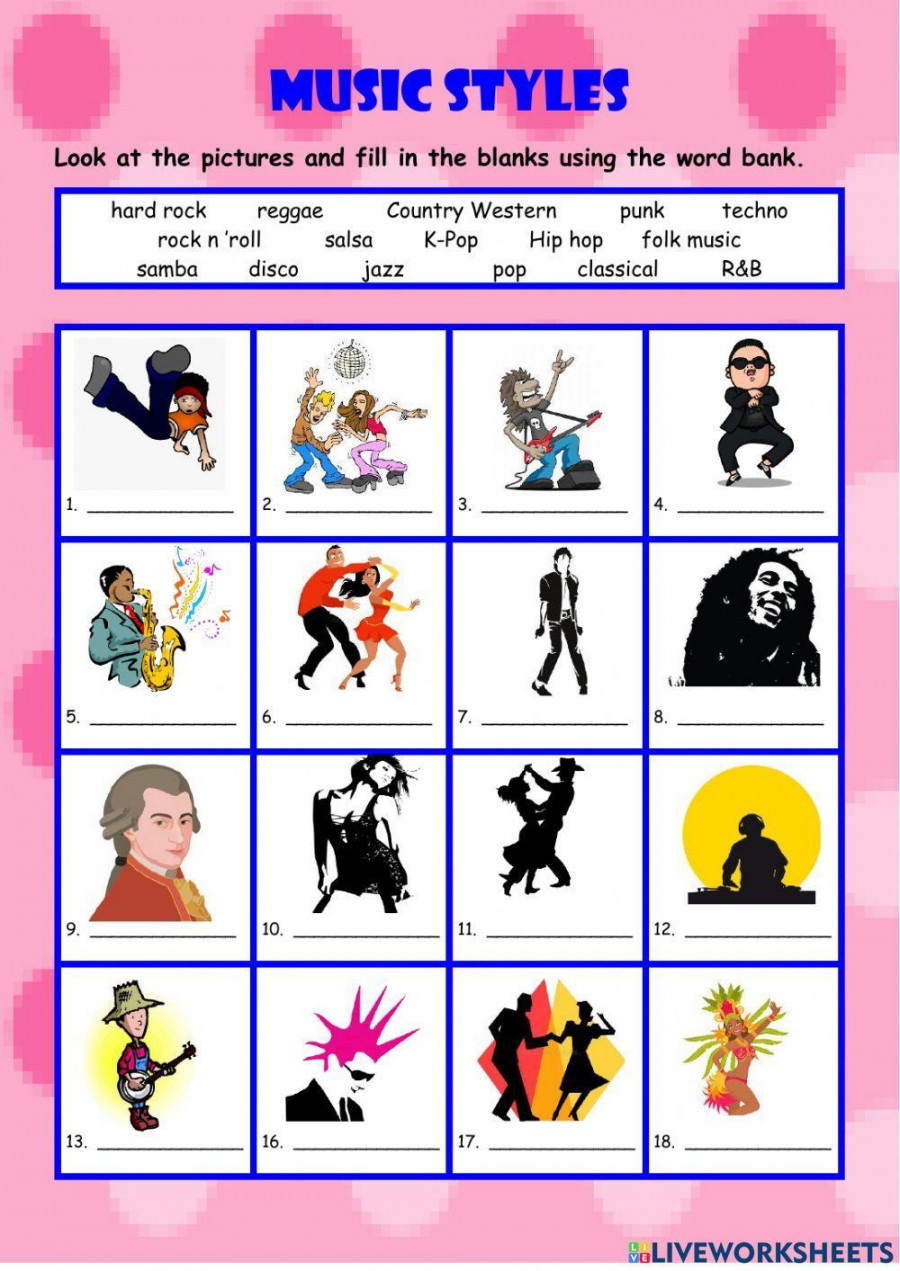 Music Genres interactive exercise  Live Worksheets