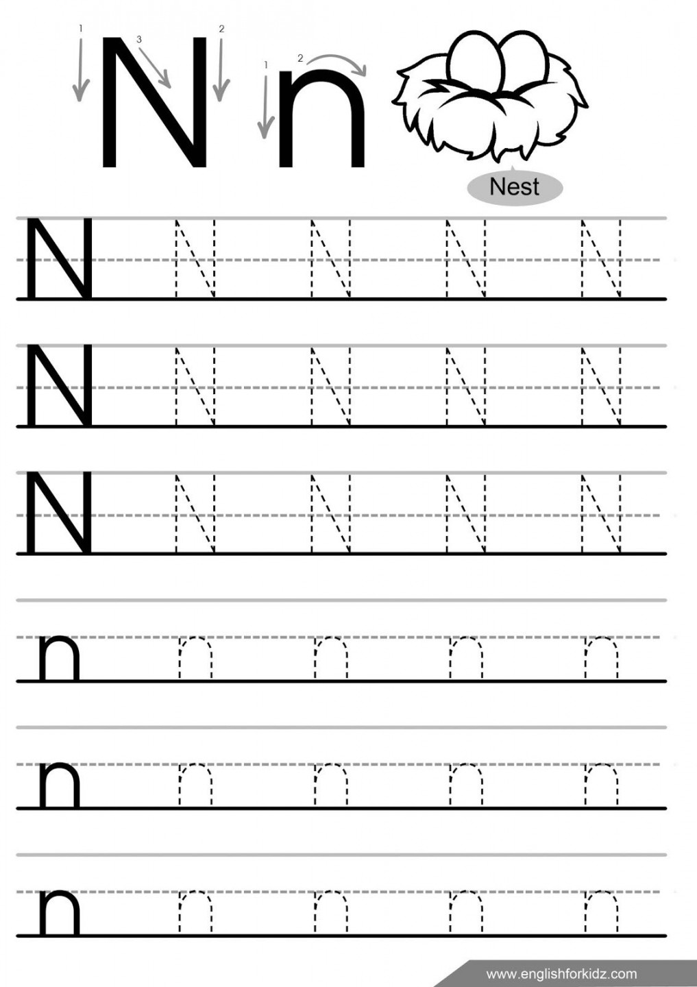 N Tracing Worksheets  Tracing worksheets, Letter n worksheet