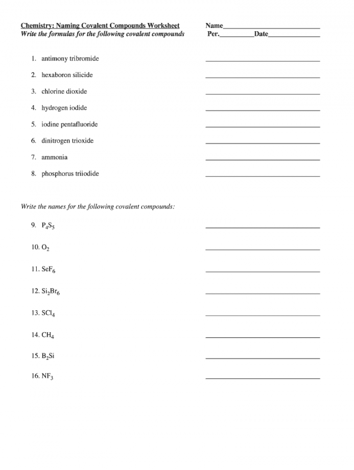 Naming Covalent Compounds Worksheet - Fill Online, Printable