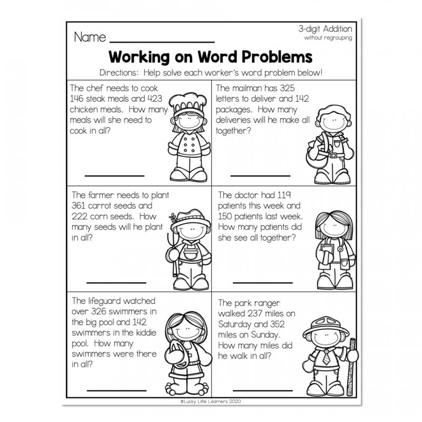 nd Grade Math Worksheets - -Digit Addition Without Regrouping