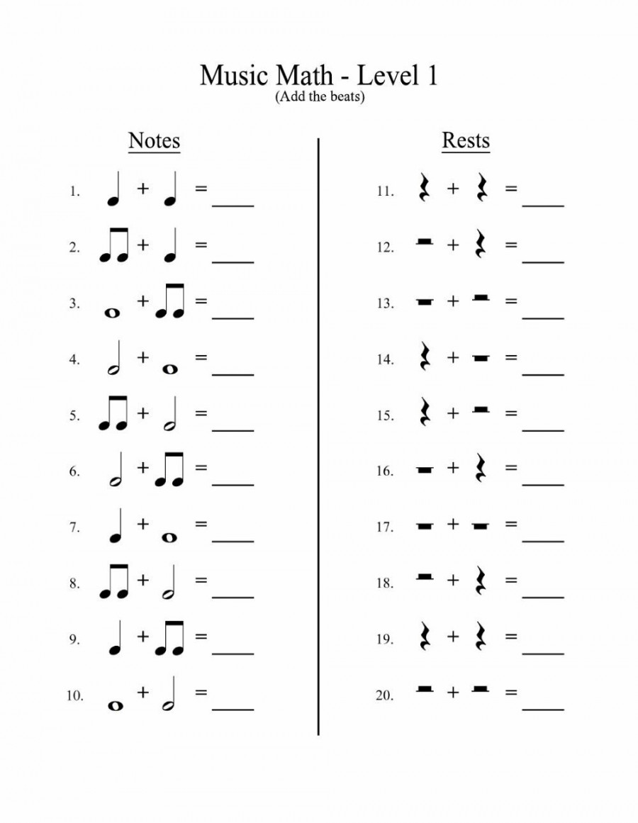 Notes and Rests Values worksheet  Music theory worksheets, Music