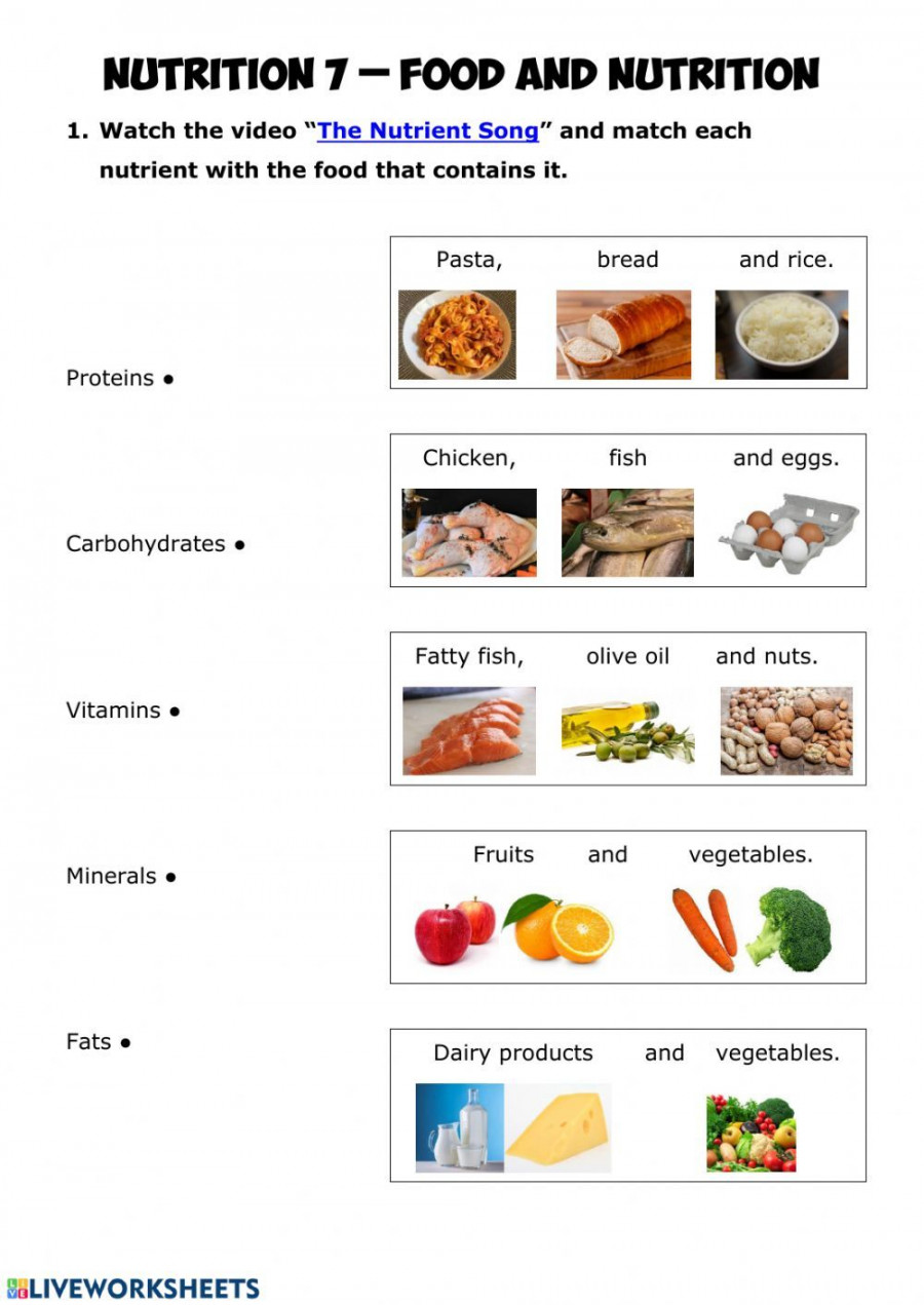 NUTRITION  - Food and nutrition worksheet  Food lessons