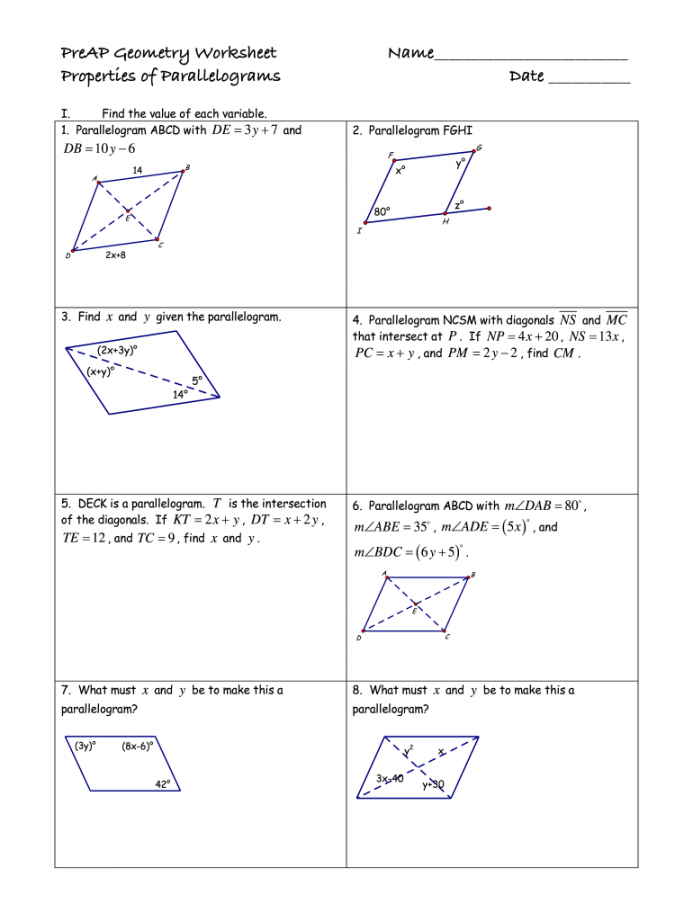 Parallelogram worksheets: Fill out & sign online  DocHub