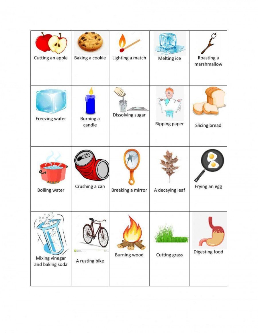 Physical and Chemical Changes interactive worksheet for   Live