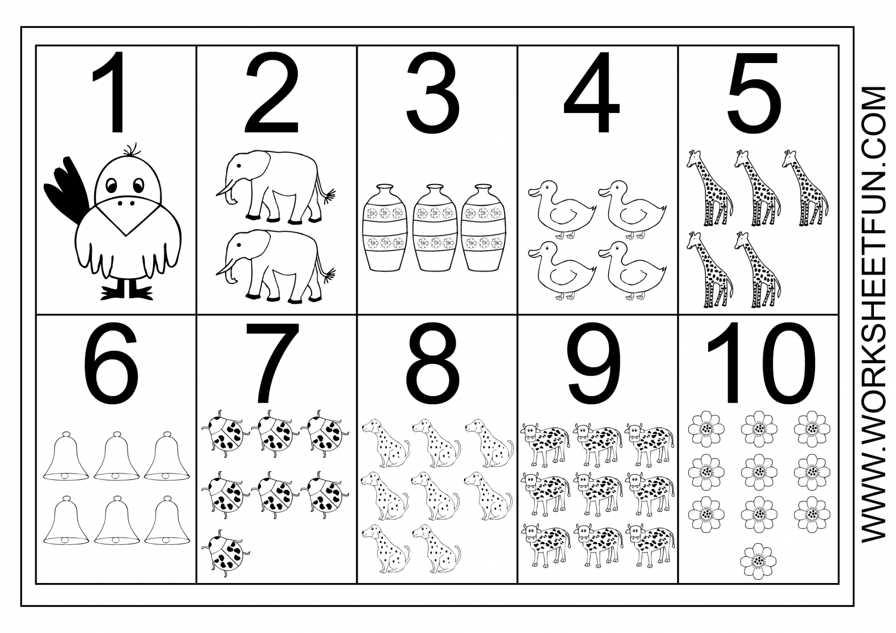 Picture Number Chart -0  Free printable numbers, Numbers