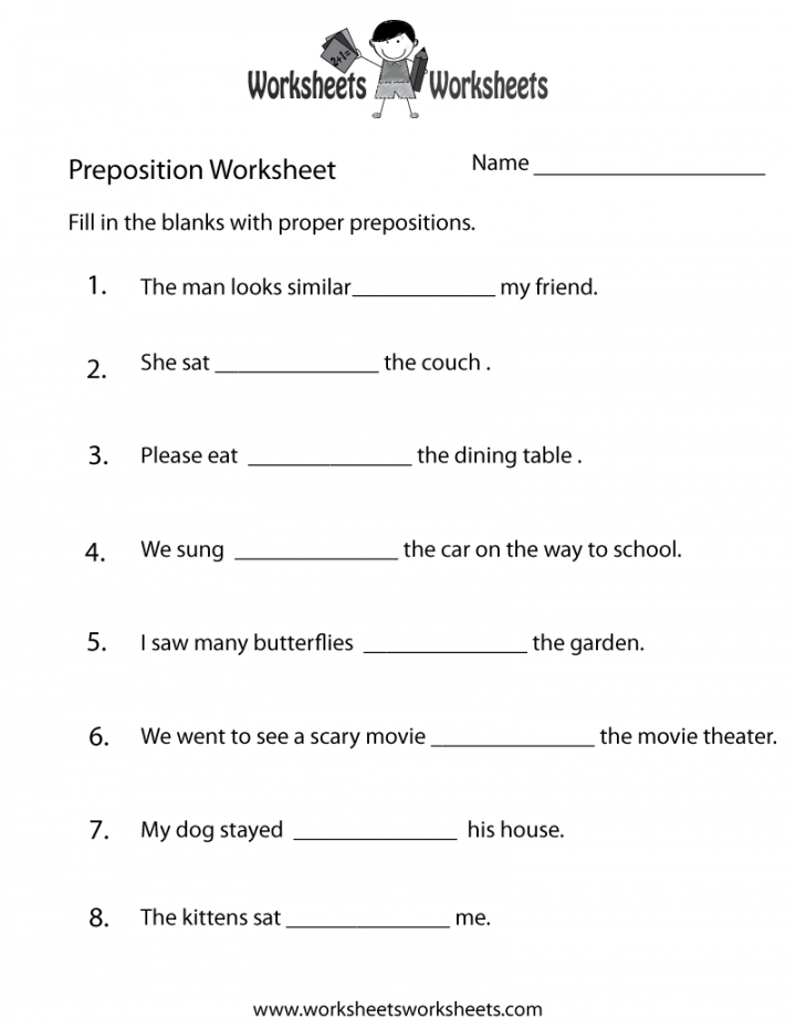 Preposition Practice Worksheet  Worksheets Worksheets