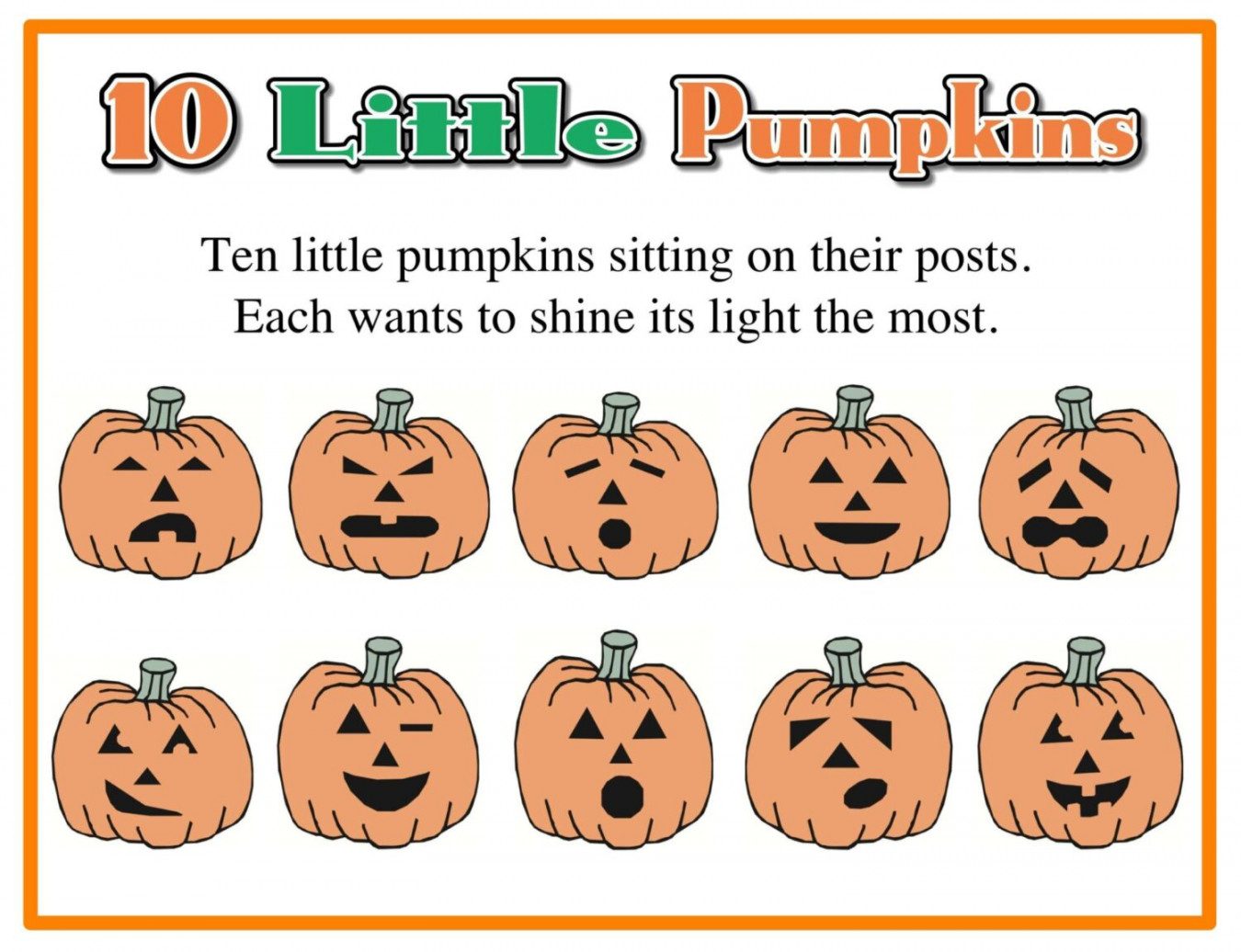 Preschool Bible Lesson for Halloween: Ten Little Pumpkins - The