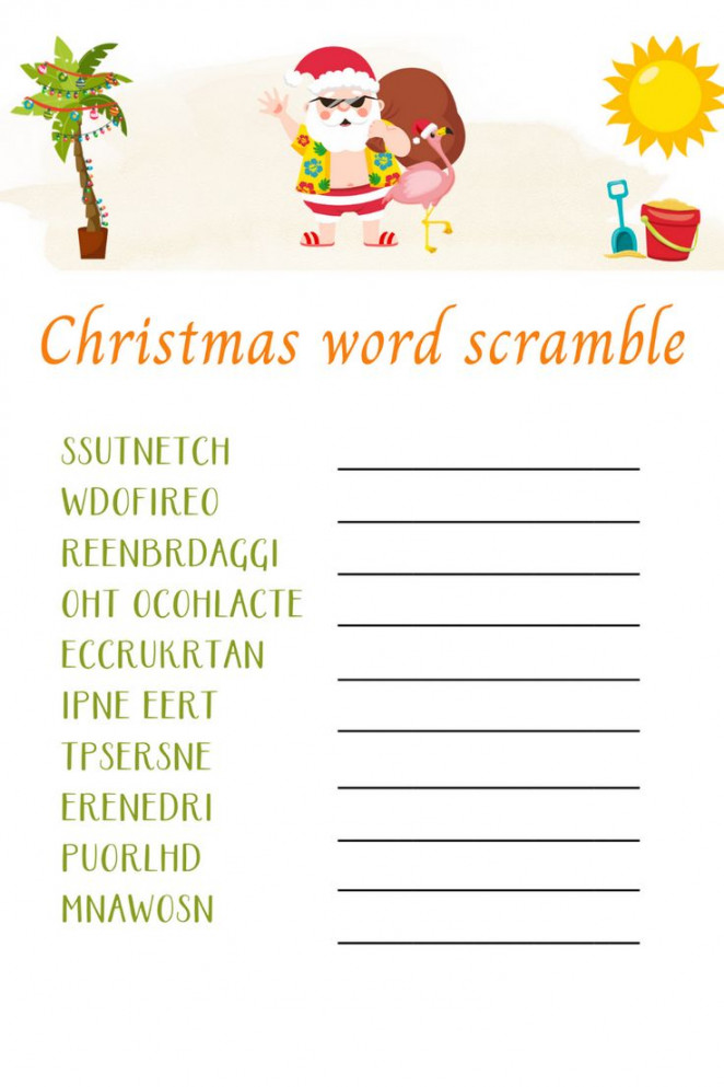 Printable Christmas in July Games Tropical Christmas Game