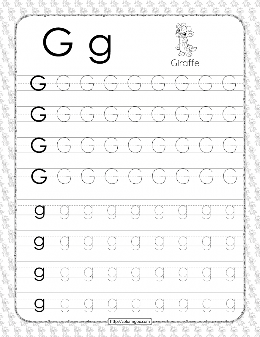 Printable Dotted Letter G Tracing Pdf Worksheet  Free printable