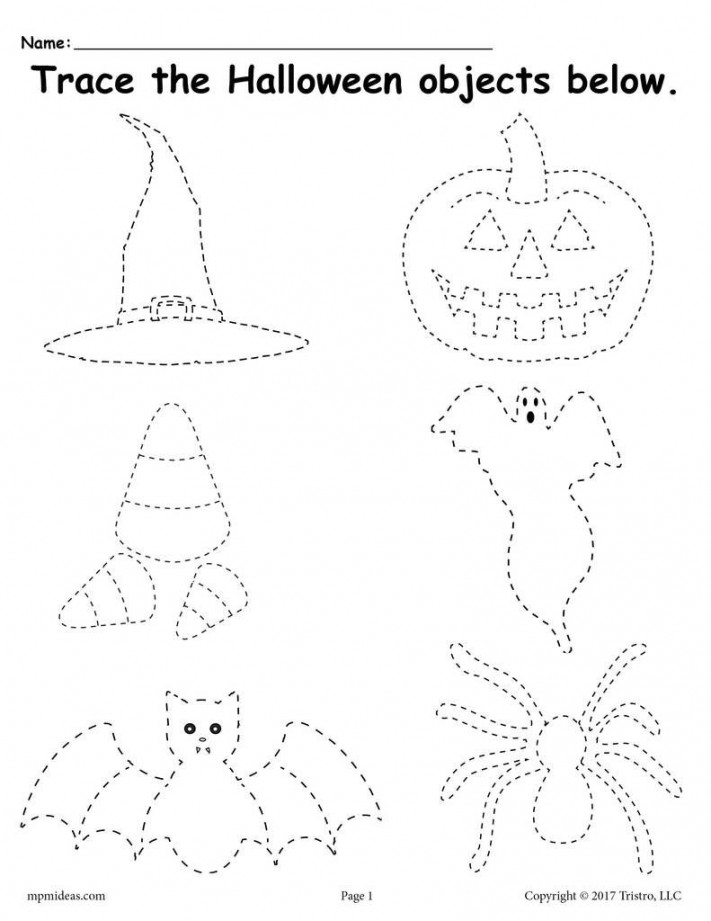 Printable Halloween Tracing Worksheet!  Halloween preschool