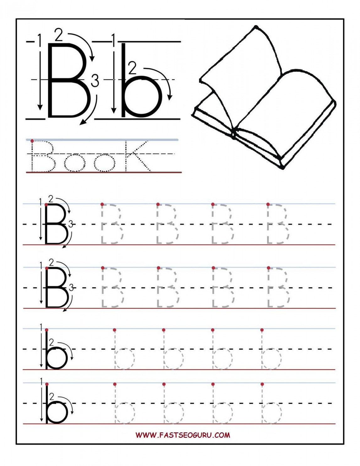 Printable letter B tracing worksheets for preschool  Letter b