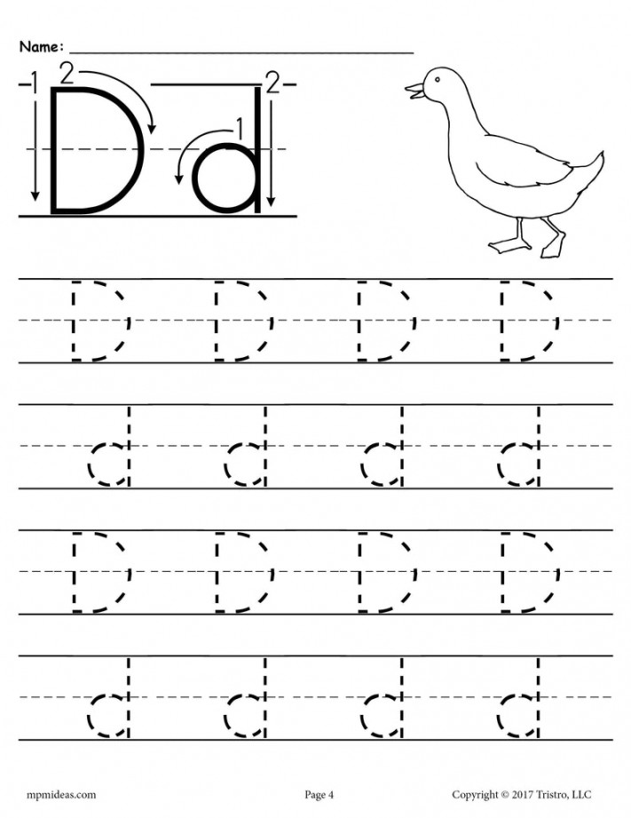 Printable Letter D Tracing Worksheet! – SupplyMe