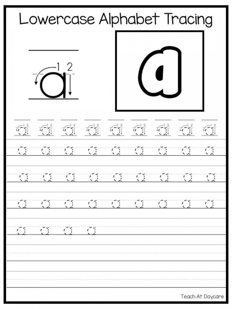 Printable Lowercase Alphabet Tracing Worksheets