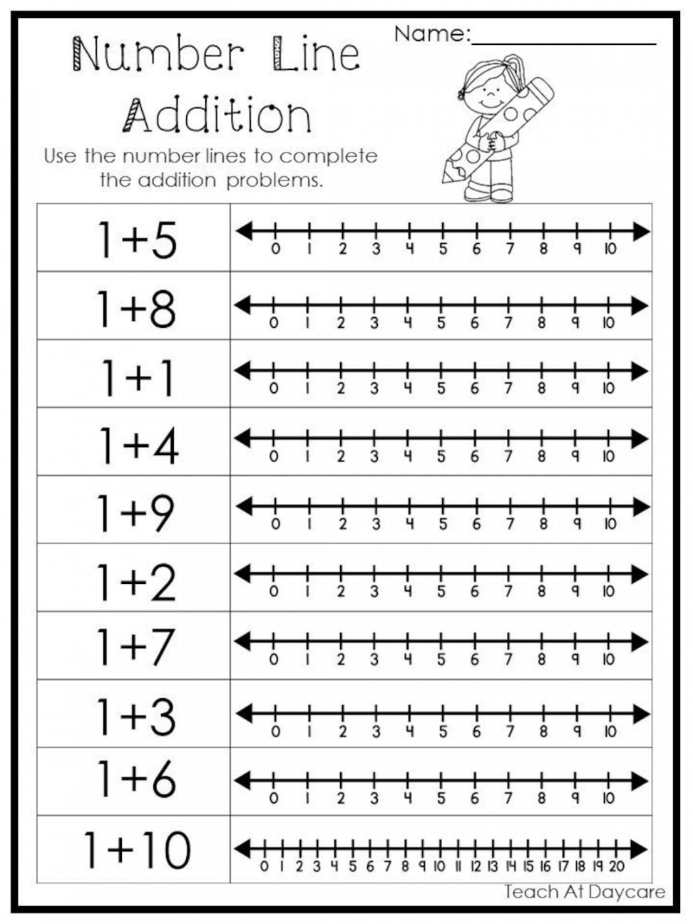 Printable Number Line Adding Worksheets. Numbers -0