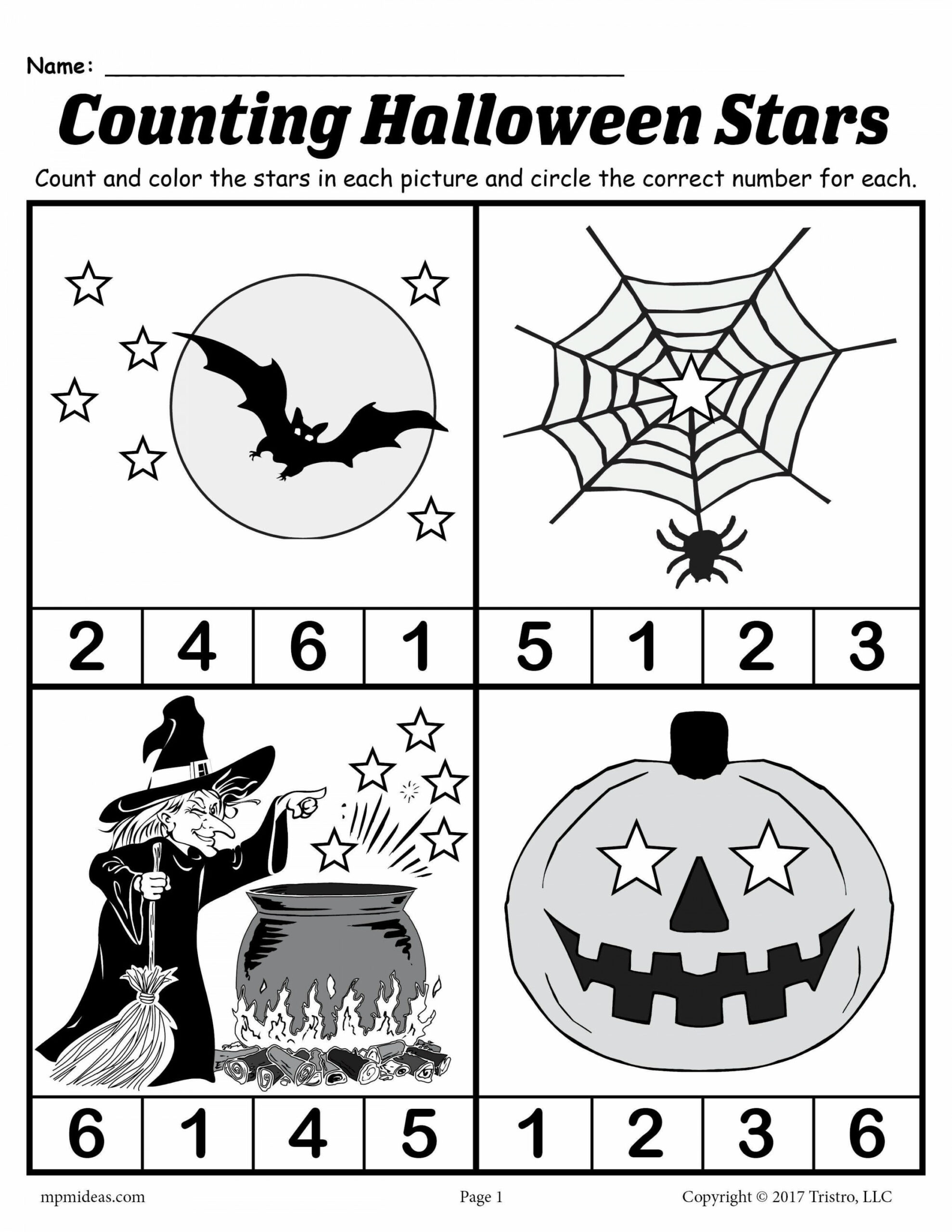 Printable Preschool Halloween Counting Worksheet!  Halloween