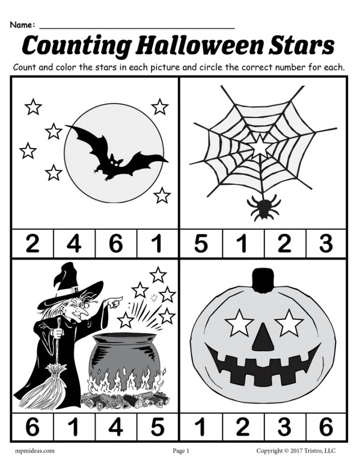 Printable Preschool Halloween Counting Worksheet! – SupplyMe