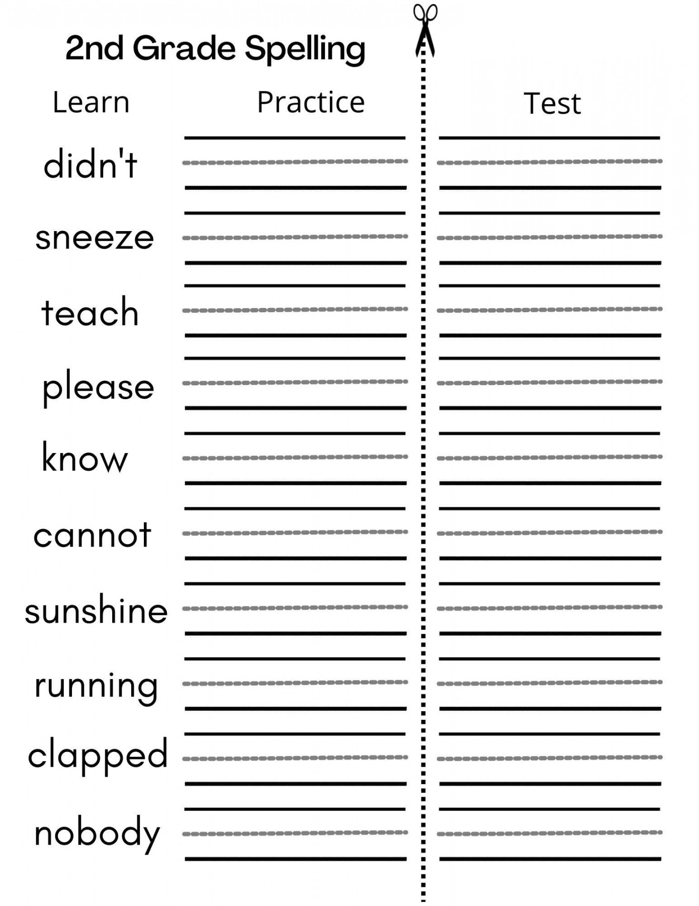 Printable Second Grade Writing Spelling Worksheets - Etsy UK