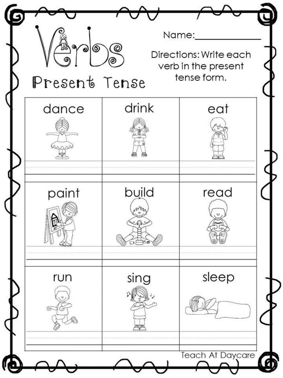 Printable Verbs Past and Present Tense Worksheets