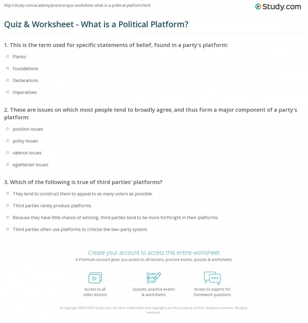 Quiz & Worksheet - What is a Political Platform?  Study