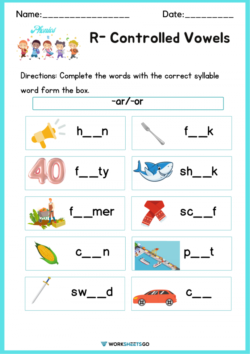 R-Controlled Vowels  WorksheetsGO