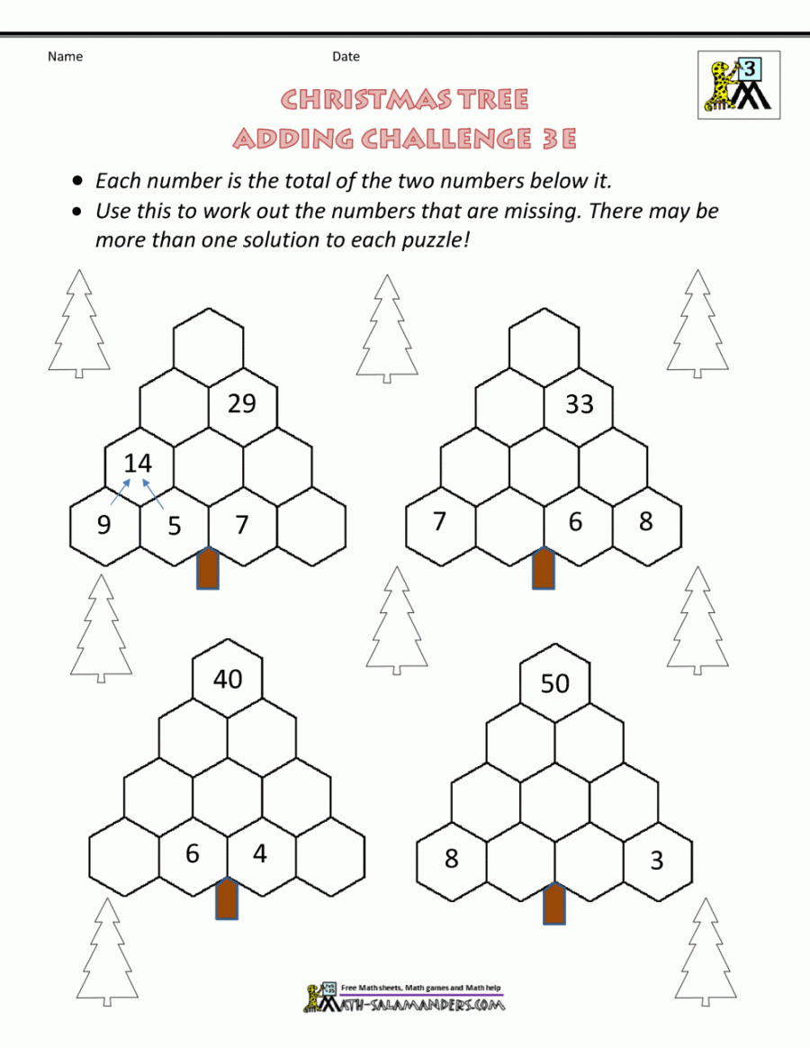 rd Grade Christmas Math Worksheets