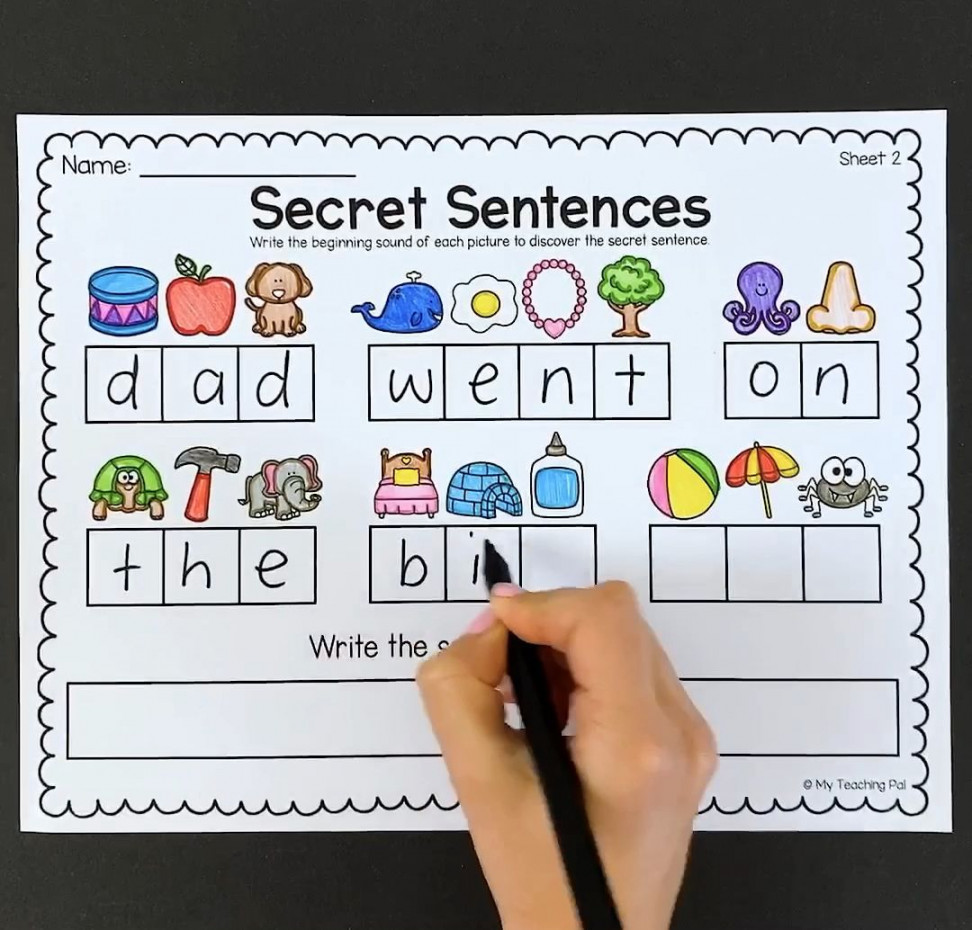 Secret Sentences Worksheets - CVC and Sight Words [Video] [Video