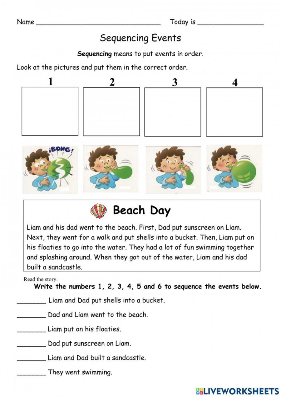 Sequencing Events Worksheet - Reading worksheet  Sequence of