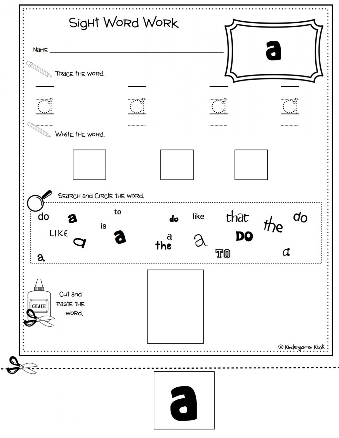 Sight Word No-Prep Multi-Task Worksheets — Kindergarten Kiosk