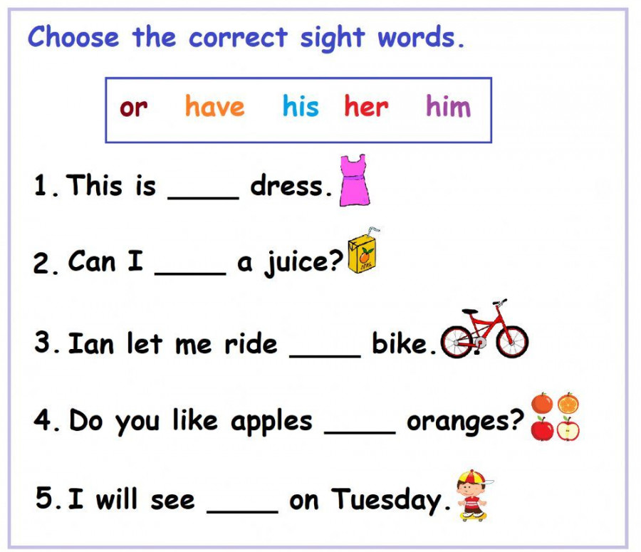 Sight Words Worksheet -  worksheet  Kindergarten worksheets