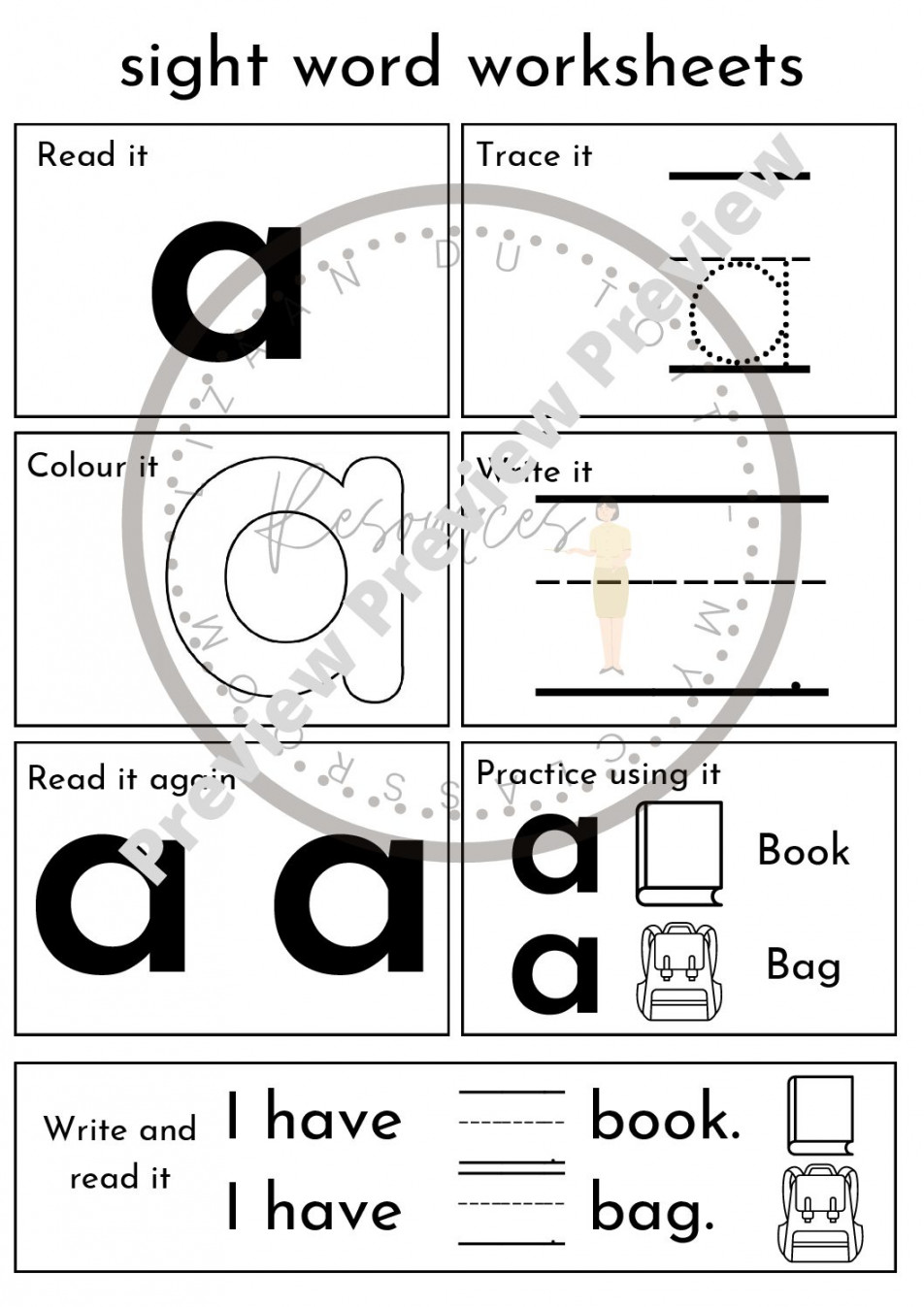 Sight words worksheets • Teacha!