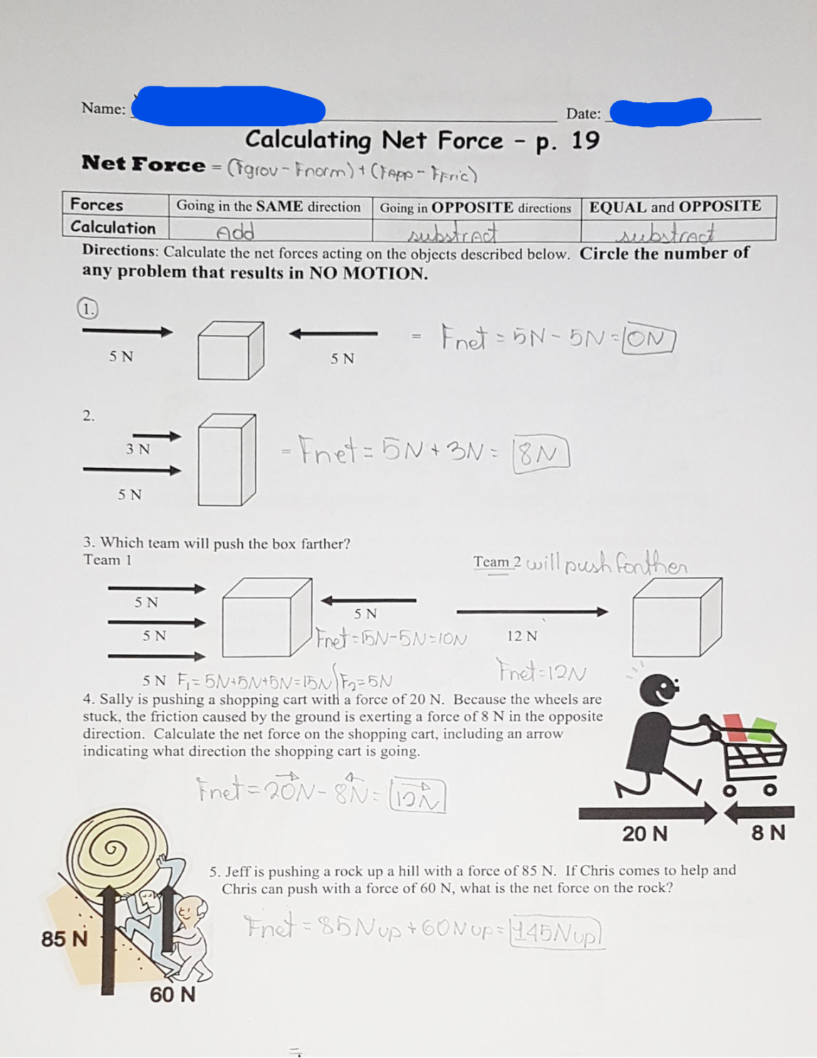 SOLUTION: Calculating net force p  answers practice - Studypool