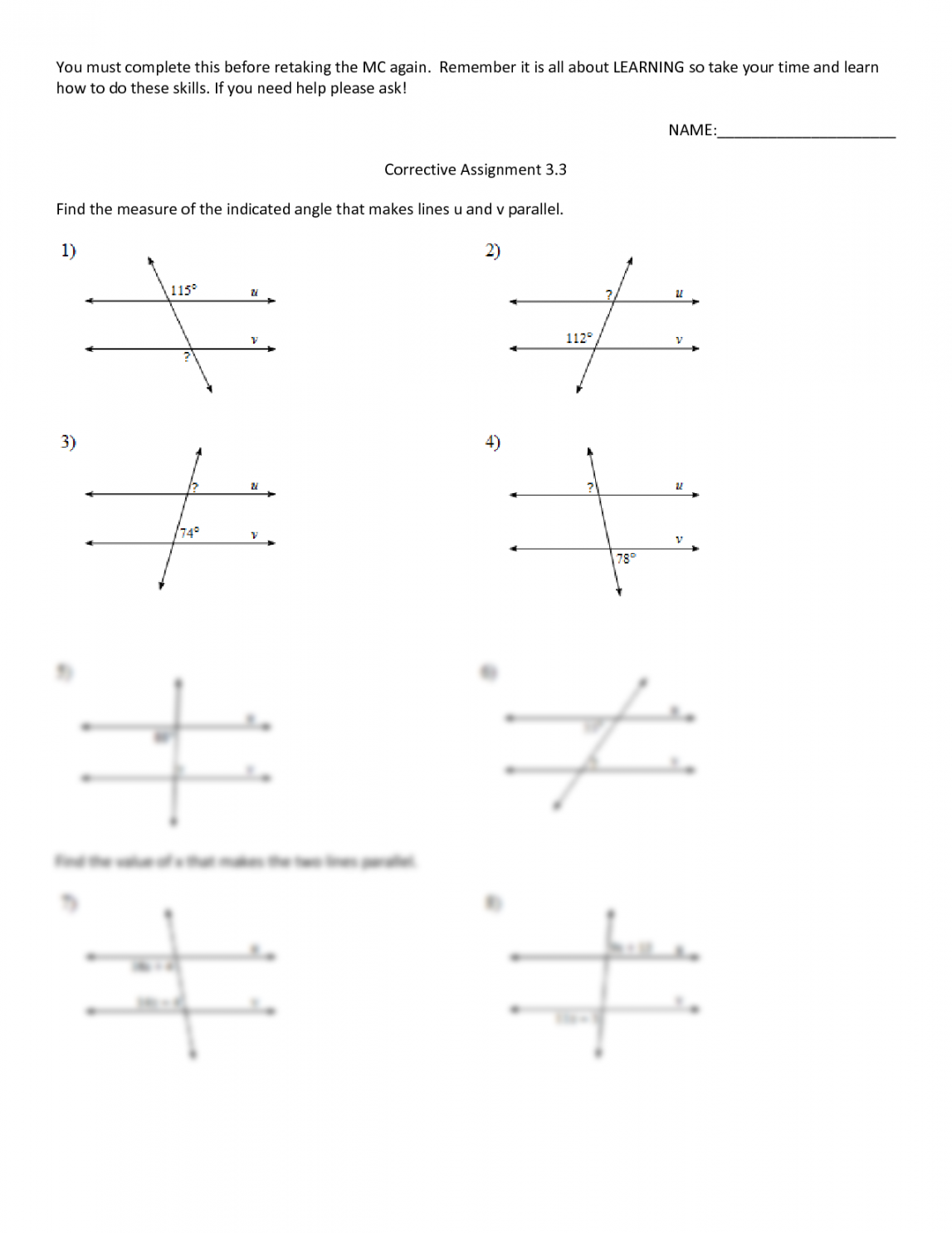 SOLUTION: Proving Lines Parallel Exercise - Studypool