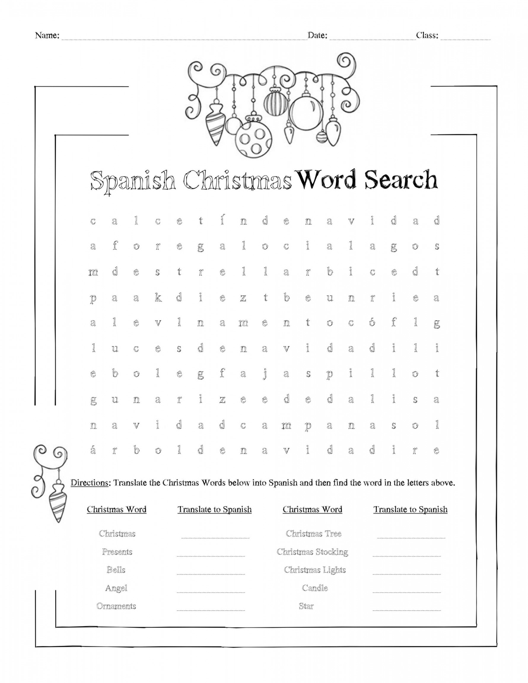 Spanish Christmas Word Search Worksheet  Made By Teachers