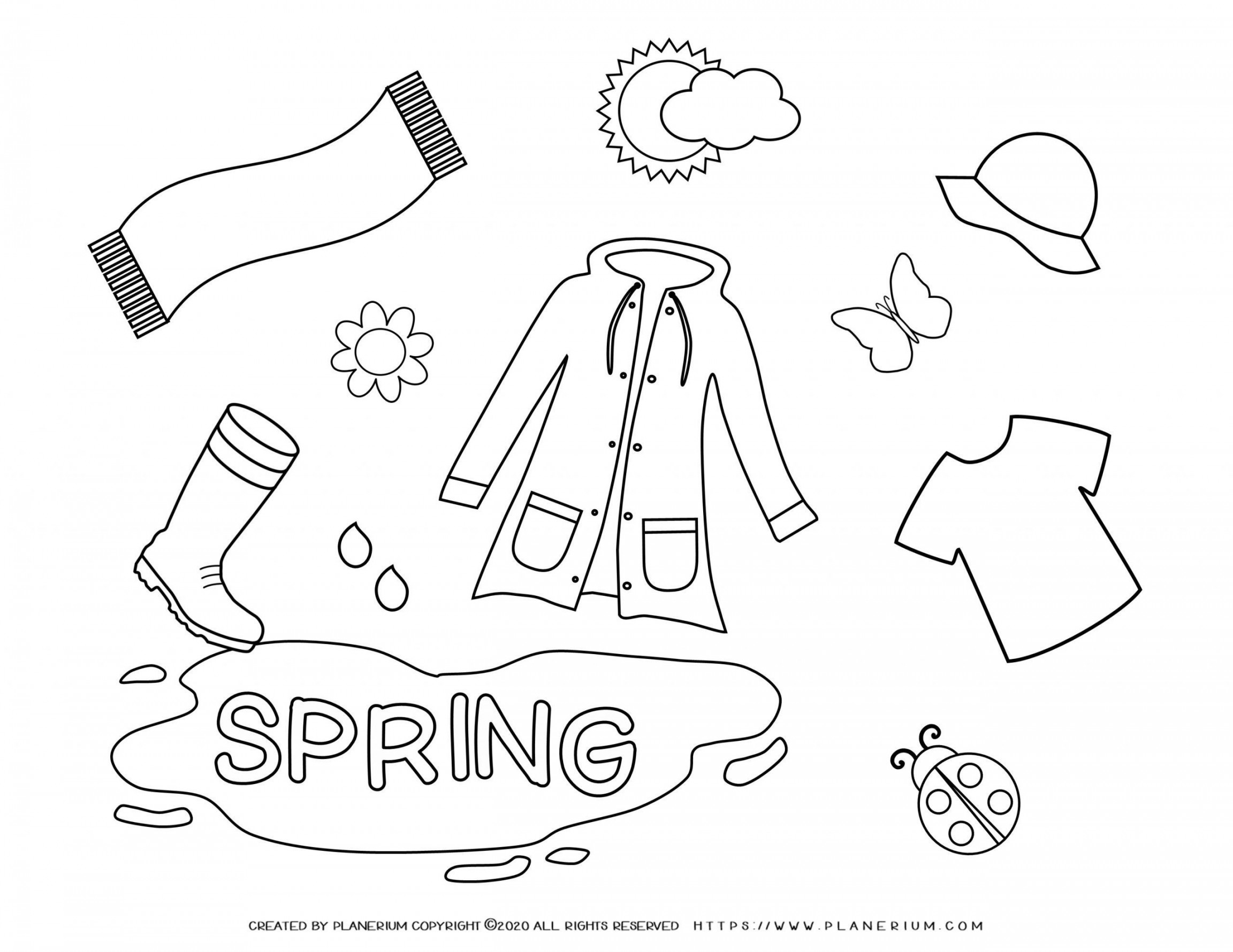 Spring - Coloring page - Spring season Clothes  Planerium