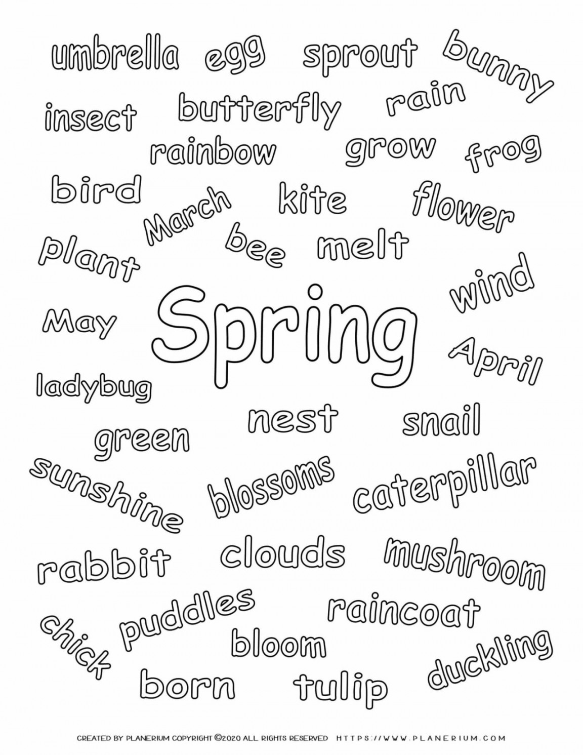 Spring - Worksheet - Spring Related Words  Planerium