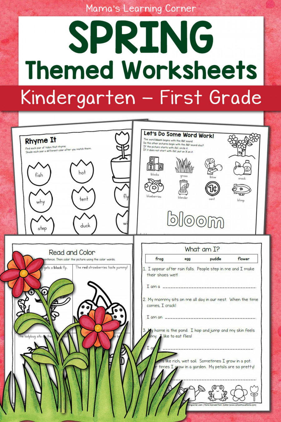 Spring Worksheets for Kindergarten and First Grade - Mamas