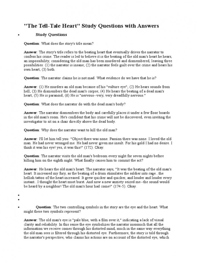 Tell Tale Heart-Study Question With Answers  PDF