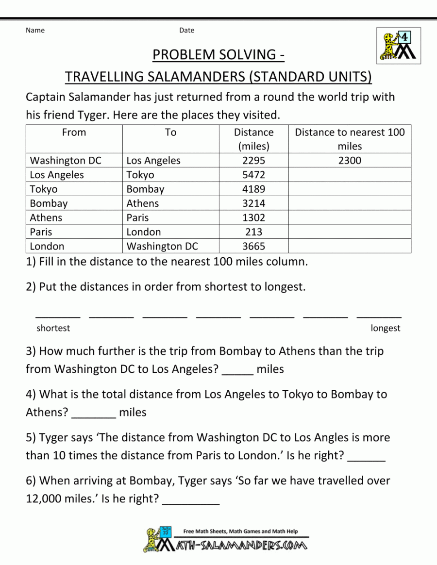 th Grade Math Word Problems