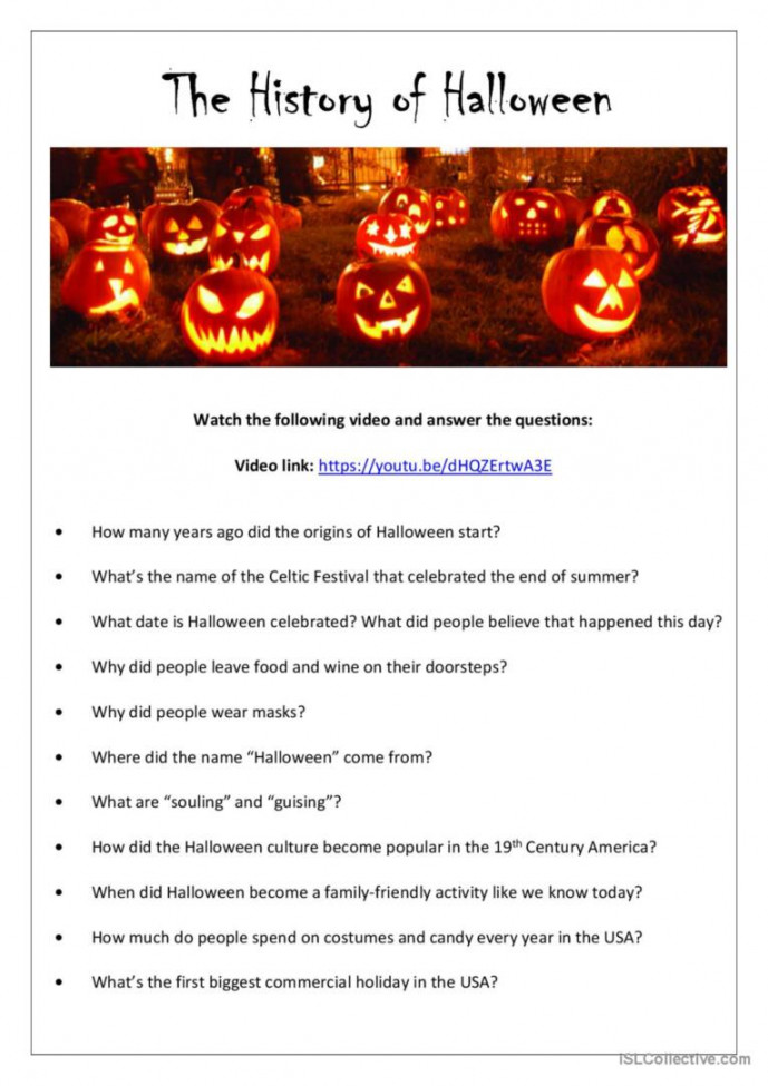 The History of Halloween (with answe: English ESL worksheets pdf