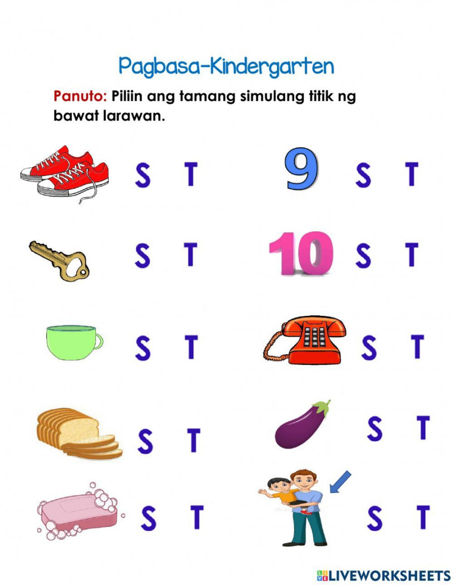 Titik S and T worksheet  Kindergarten age, Kindergarten