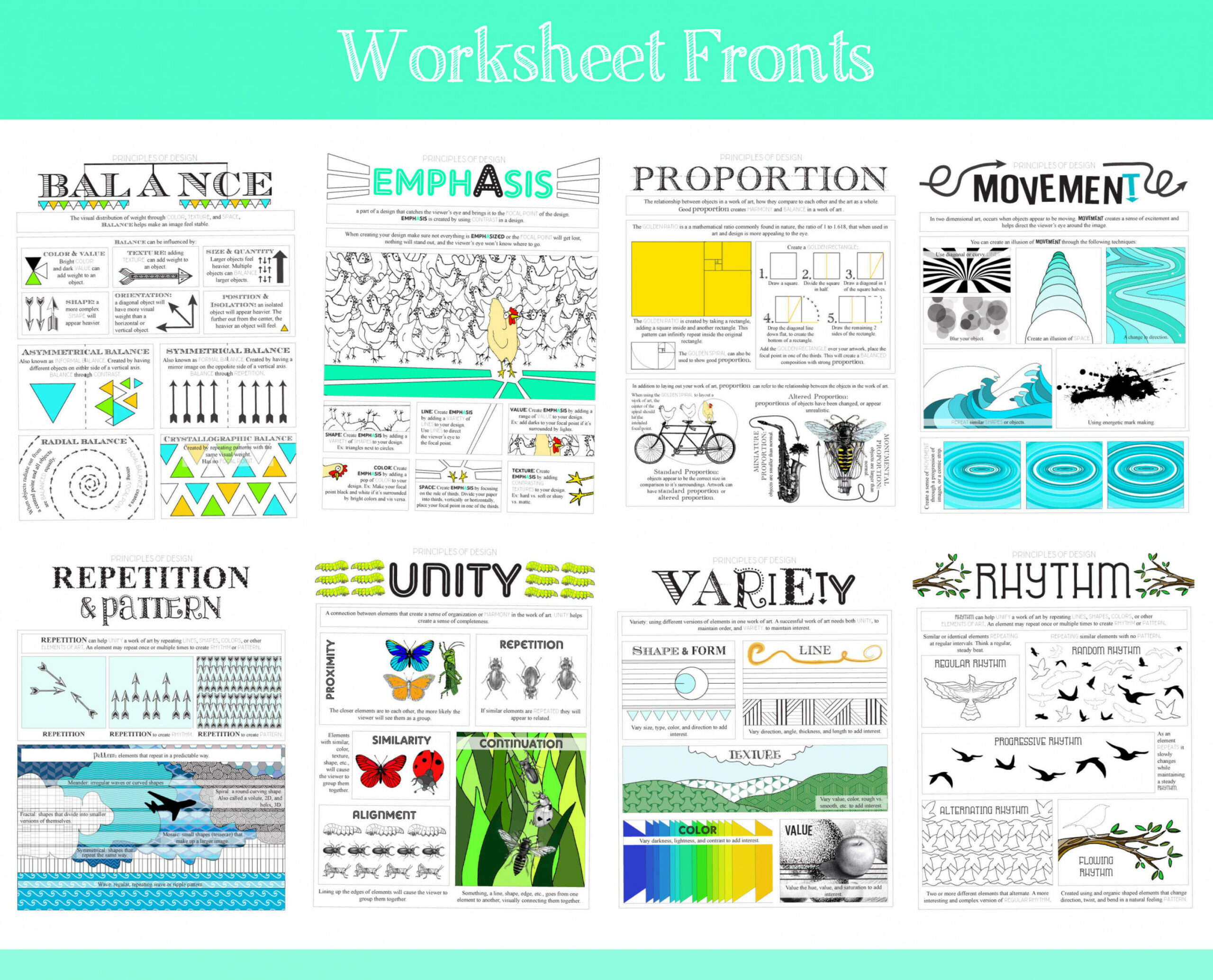 TPT: Principles of Design Worksheet Pack - Look between the lines