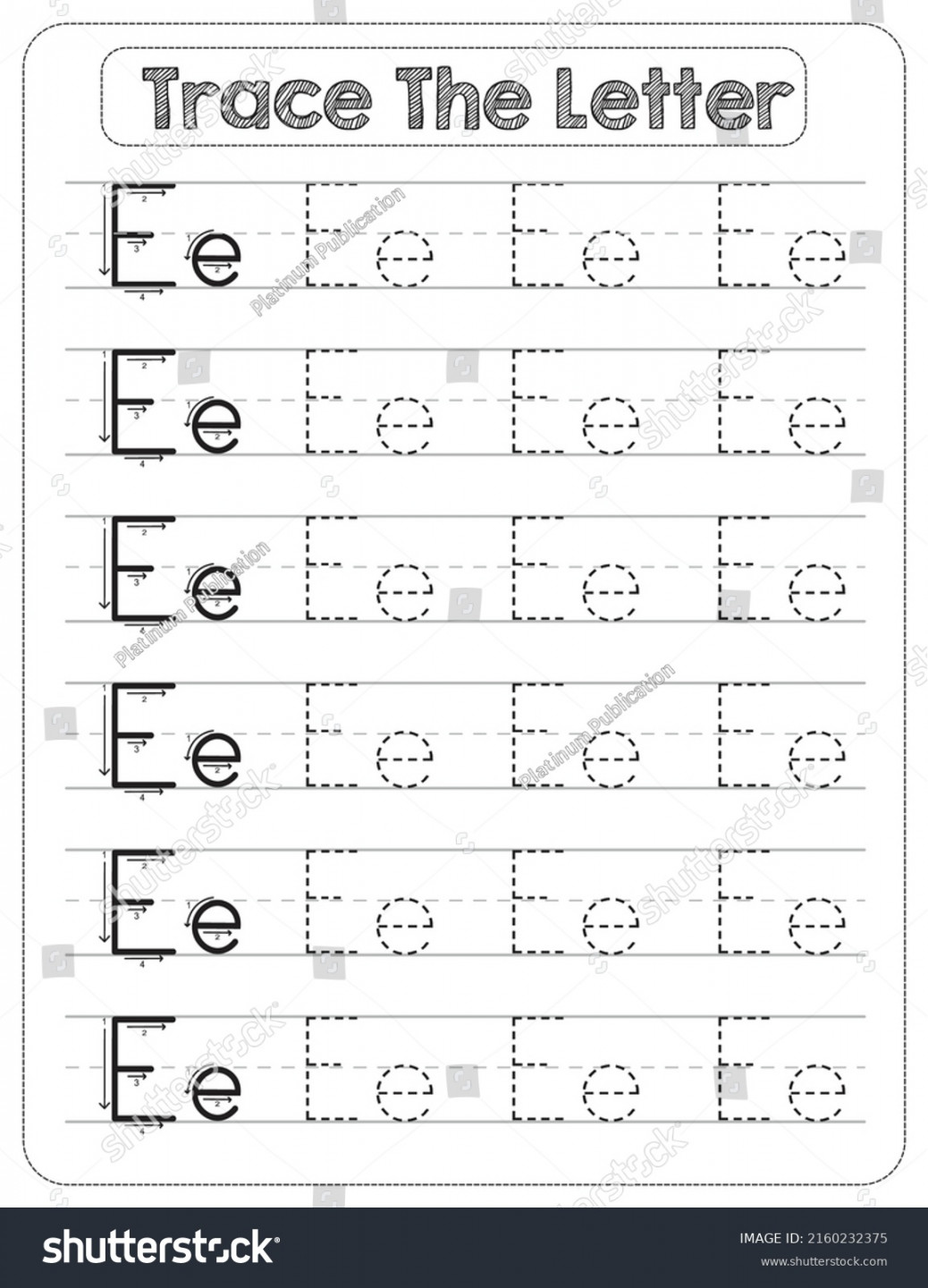 Tracing Letter E Images, Stock Photos, D objects, & Vectors