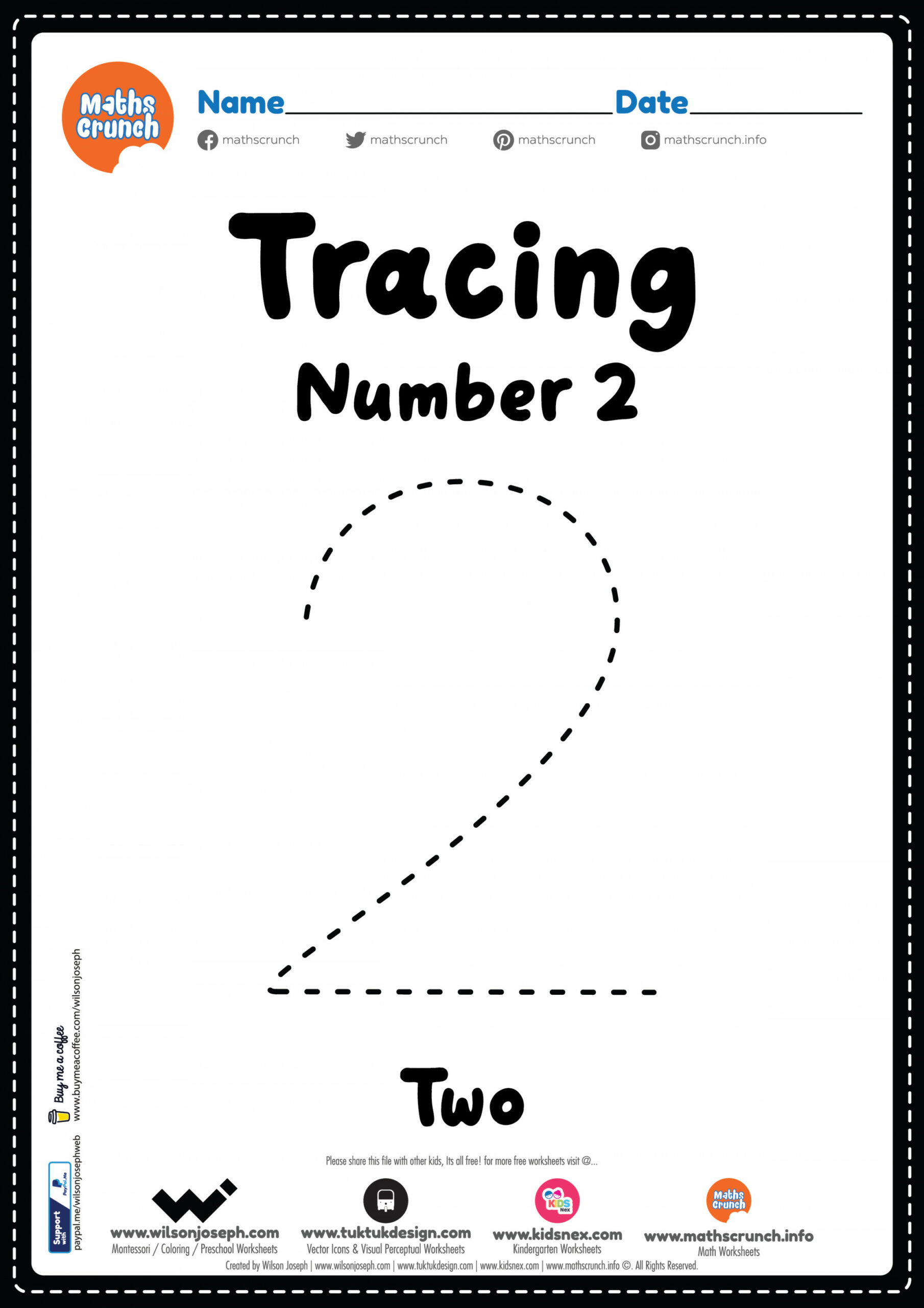 Tracing Number  Worksheet for kids - Free Printable PDF